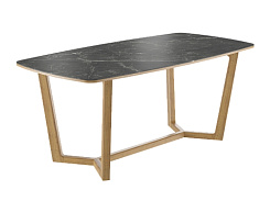 Стол  Фрейм  1800*900*750 (мрамор черный глянец/ ноги дуб коньяк)